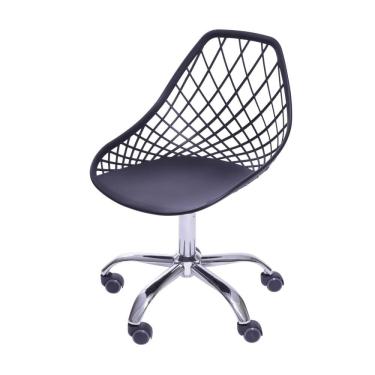 Imagem de Cadeira Giratória Kaila Polipropileno Preta Base Rodizio