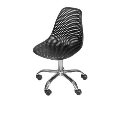 Imagem de Cadeira Giratória Eames Colmeia Polipropileno Preta Base Rodizio Cromada