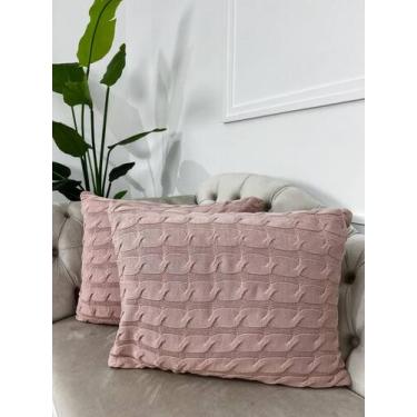 Imagem de Capa De Almofada Decorativa Tricot 60x40 Sofa Cama - Calu Tricot, Rose