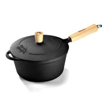 Imagem de Caçarola Emily Cabo Madeira Panela Mineira Tampa Ferro 18cm
