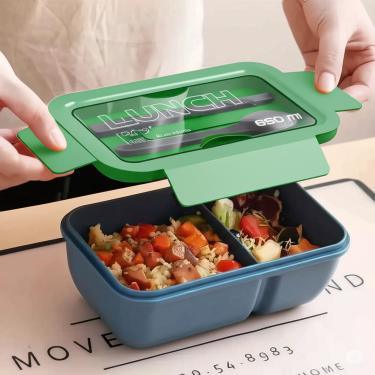 Imagem de Pote Marmita 850 ml em Plástico Resistente com Tampa e Talheres para Uso Diário