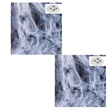 Imagem de Kit C/ 2 Teias De Aranha Fake Decorativo Branco E 8 Mini Aranhas Cobre Até 2,00 Cada Decoração Festas Halloween Eventos
