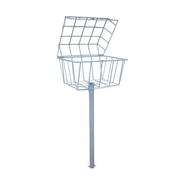 Imagem de Lixeira de Rua Calçada Cesto Fundo Tampa Branca 140x60x45cm