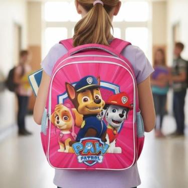 Imagem de Mochila Escolar Infantil Patrulha Canina Rosa Tamanho M - SM, Rosa