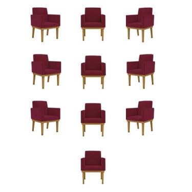 Imagem de Kit 10 Poltronas Decorativa Reforçada Oferta - Salão Cor:marsala