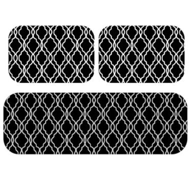 Imagem de Kit 3 Peças Tapete Cozinha Estampado Antiderrapante Lavável Moderno Secagem Rápida Acabamento Premium(TPCOZ1353,Jogo 3 pçs)
