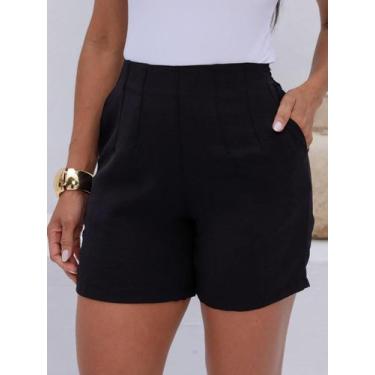 Imagem de Shorts Bermuda Feminina Alfaiataria Elastico na Cintura Elegante Basic