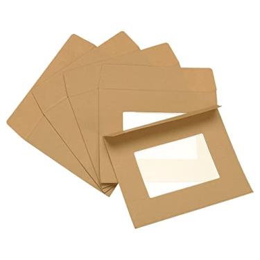 Imagem de Envelopes de janela de rosto inteiro, pacote com 10, 10 cm, dois lados, transparentes para catálogos de fotos, marrom