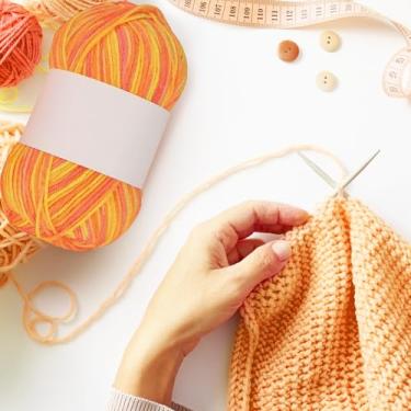 Imagem de Fio de meia de três fios para crochê e tricô, fio listrado leve para artesanato DIY, cachecóis, xales, trabalho manual, 1 peça (amarelo laranja doce)