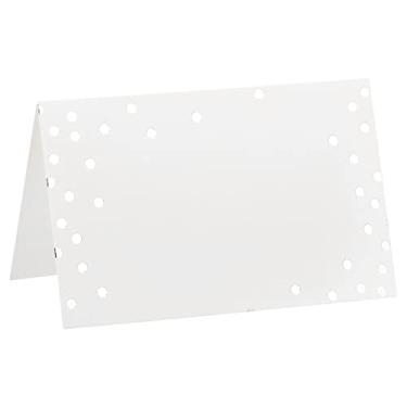Imagem de Cartões para barracas, 25 cartões comemorativos 11,4 x 8,89 cm, cartão em branco dobrável para festa de casamento, mesa faça você mesmo, com nome, placa, prata, ponta branca