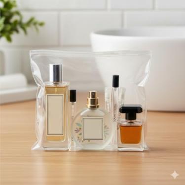 Imagem de Saco Zip lock 20x20 tamanho oficial da ANAC 10 unidades 1L Transporte De Líquidos Viagem Voos Internacionais Transparente