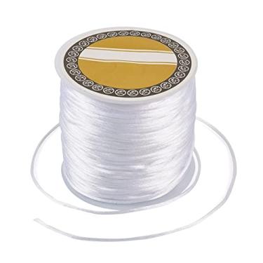 Imagem de 70 m/70 m 1 mm Cordão de cetim com acabamento em nylon fio de seda para nó chinês trançado kumihimo macramê amizade, pulseiras brancas