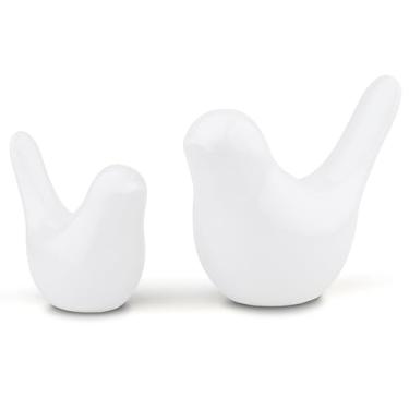 Imagem de NUKAYAI Estátuas de pássaros grandes, decoração de parede branca, estilo moderno, pássaro, animal, ornamentos decorativos para sala de estar, quarto, bugigangas, mesa de escritório, armários (pássaros