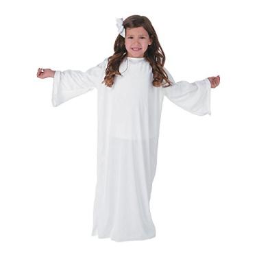 Imagem de Fun Express Fantasia de anjo para meninas - Vestido de presépio branco para concursos de Natal, peças bíblicas e religiosas | Tamanho infantil pequeno 4-6 | Tecido de poliéster premium para programas