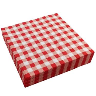 Imagem de Guardanapos vermelhos Ginham 40 peças de papel de guardanapo de Natal Ginham guardanapos xadrez de búfalo vermelho e branco para festa de aniversário chá de bebê