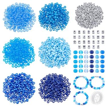 Imagem de NBEADS 1260 peças de 7 estilos de contas de pônei para kit de fabricação de pulseiras, kit de pulseira da amizade com contas de letras e fio elástico para colar, pulseira, chaveiro, artesanato, série
