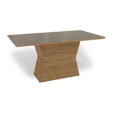 Imagem de Mesa Multiuso Cozinha Tilia Com Tampo Madeirado Com Vidro 160x90cm Freijo Bronze Kappesberg