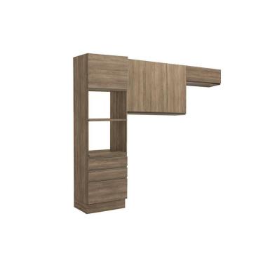 Imagem de Kit De Cozinha Completa 3 Peças Maxxi (2 Armários + 1 Paneleiro) Cpt37 Nogal - Kappesberg