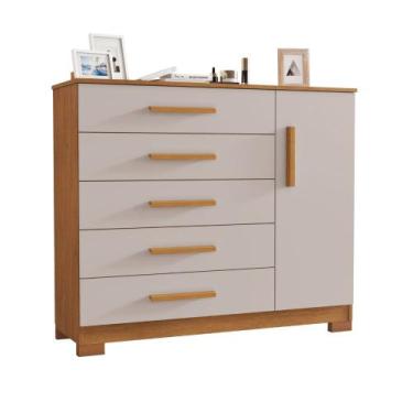 Imagem de Cômoda Pietra 1 Porta 5 Gavetas Tampo 18mm Pés em PVC JCM, Cinamomo Of