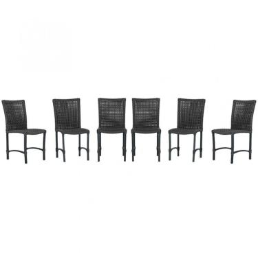 Imagem de 6 Cadeiras Cannes Corda Náutica Alumínio Cozinha Jantar Preto