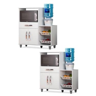 Imagem de Kit 2 Armários Multiuso Com Fruteira Irlanda - Lumil Móveis Branco-castanho