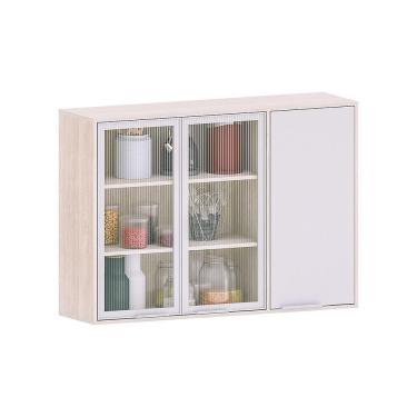 Imagem de Armário Aéreo De Cozinha 120cm Com Vidro 3 Portas  Luciana