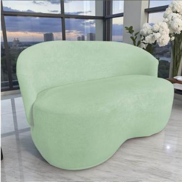 Imagem de Namoradeira Decorativa Beatriz Orgânica Veludo Acqua - Mansão Decor