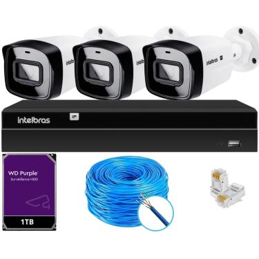 Imagem de Kit 3 Câmeras IP Vipc Intelbras NVD 1404P HD 1TB Purple
