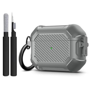 Imagem de Capa compatível com Airpods Pro 3 (2025), capa para Airpods Pro 3ª geração com kit de limpeza de chaveiros, capa de silicone macio à prova de choque para mulheres e homens