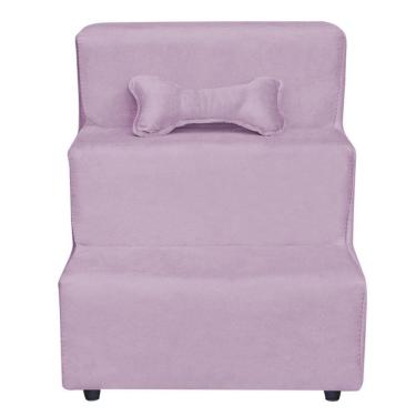 Imagem de Escadinha Pet 3 Degraus Cachorro E Gato Veludo Lilás