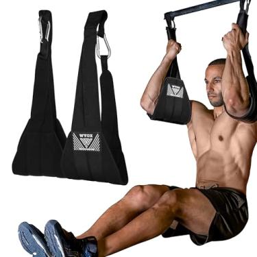 Imagem de WYOX Alças abdominais para barra de puxar – alças abdominais resistentes para exercícios abdominais, alças de elevação da perna, treinador de força do núcleo, equipamento de exercícios abdominais para