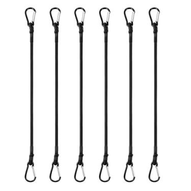 Imagem de 6 peças de corda elástica com fivela de escalada, corda elástica resistente com clipe de fivela de escalada ao ar livre, adequada para acampamento, pano, suporte de bicicleta, barraca
