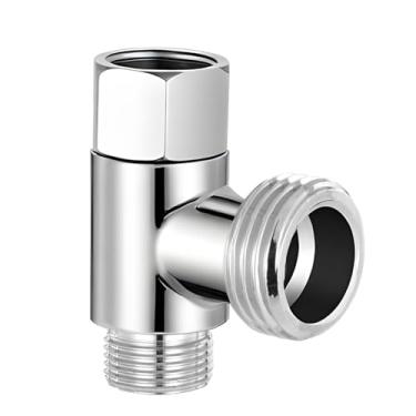 Imagem de Conector em T de compressão de 3/8 x 3/8 x 1/2, aço inoxidável, em forma de T, 3 vias, divisor de linha de água, válvula de parada angular para instalação de bidê, vaso sanitário, torneira