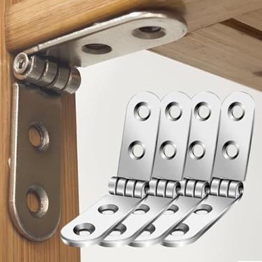 Imagem de 4/2 peças Dobradiça de buffer de canto arredondado de 180 graus Dobradiça giratória de metal com aba dobrável para ferragens de armário de porta de caixa de madeira (4 peças)