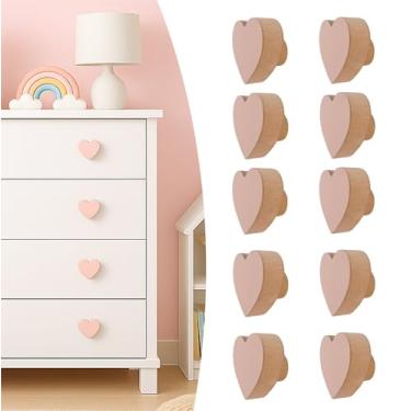 Imagem de 10 Puxadores Coração Rosa Infantil Cômoda Móveis Porta Gaveta