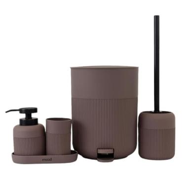 Imagem de Kit Banheiro 5 Peças Café Concept com Pedal, Dispenser e Acessórios – Mood