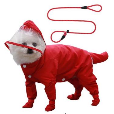 Imagem de Capa de chuva para cães IOICYBF refletiva impermeável com capuz para c