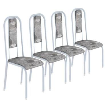 Imagem de Conjunto Jogo Kit 4 Cadeiras Metal Aço Cozinha Jantar Almofadada - MAD