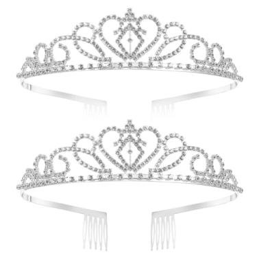 Imagem de Coroas e tiaras de cristal, pacote com 2 tiara coroa elegante para, coroa de princesa com pentes para aniversário, festa de casamento, dama de honra, concurso de formatura.., Medium, Cristal Strass