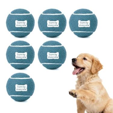 Imagem de Sunraymascota Bolas de tênis para cães de 6,3 cm, pacote com 6, salto silencioso, núcleo de borracha resistente, brinquedos de busca e treinamento duráveis para brincadeiras internas/externas, para