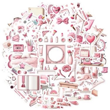 Imagem de 150 peças rosa pastel objetos vintage decoração de casa adesivos retrô adesivos DIY aconchegantes para mala, geladeira, telefone, bagagem, laptop, guitarra, carro, adesivo, brinquedos, caderno