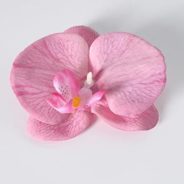 Imagem de 10 peças de flores artificiais - flor de seda rosa profundo orquídea arranjos florais falsos para casa de banho escritório mesa central prateleira decoração de casamentos