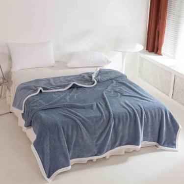 Imagem de JUSHZ Cobertor de lã cobertor ponderado cobertores e mantas fofas mulheres homens para lençol adulto cachecol longo duplo solteiro para sofá inverno grosso quente para dormitórios (azul, 180 x 200 cm)