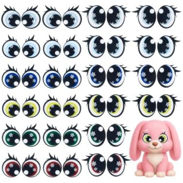 Imagem de PH PandaHall 48 peças, 2 estilos, 6 cores, olhos de feltro redondo com cílios para amigurumi, crochê, bichinhos de pelúcia, ursinho de pelúcia, projetos de artesanato, decorações de presente de