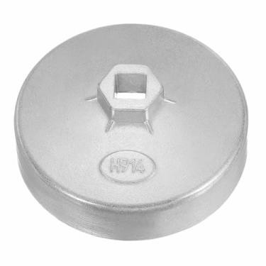 Imagem de HARFINGTON Chave de tampa de filtro de óleo 15 canais 101 mm diâmetro interno 1/5.1 cm unidade quadrada tipo copo de alumínio unidade métrica ferramenta de remoção de soquete de filtro de óleo para