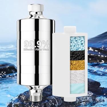 Imagem de Keycozy Filtro de chuveiro de metal premium para aromaterapia com vitamina C, aço inoxidável 304 com aroma de brisa do mar, limpa água macia, remove 99% de cloro, melhora sua pele, fácil de instalar
