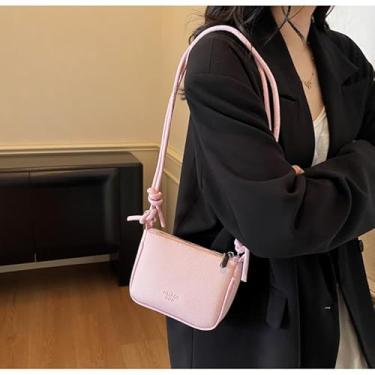 Imagem de Bolsa tiracolo estilo coreano de cor sólida – Bolsa quadrada de ombro leve simples de grande capacidade, rosa, Medium, Mochila casual