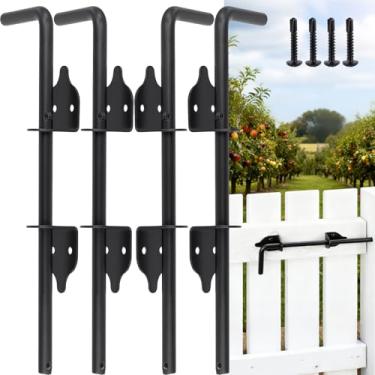 Imagem de KEILEOHO Pacote com 4 hastes de 30,5 cm, trava de aterramento de aço preto para cercas de madeira, portões de metal