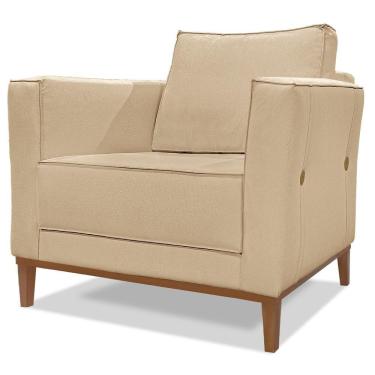 Imagem de Poltrona Decorativa Balli 1 Lugar Pes Madeira Linho Dourado Ezz Dourado