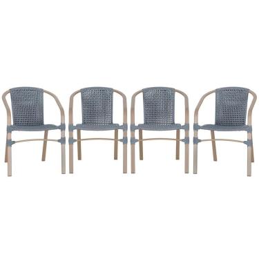 Imagem de 04 Cadeiras Floripa Aluminio Pintura Fendi Trama Original Prata